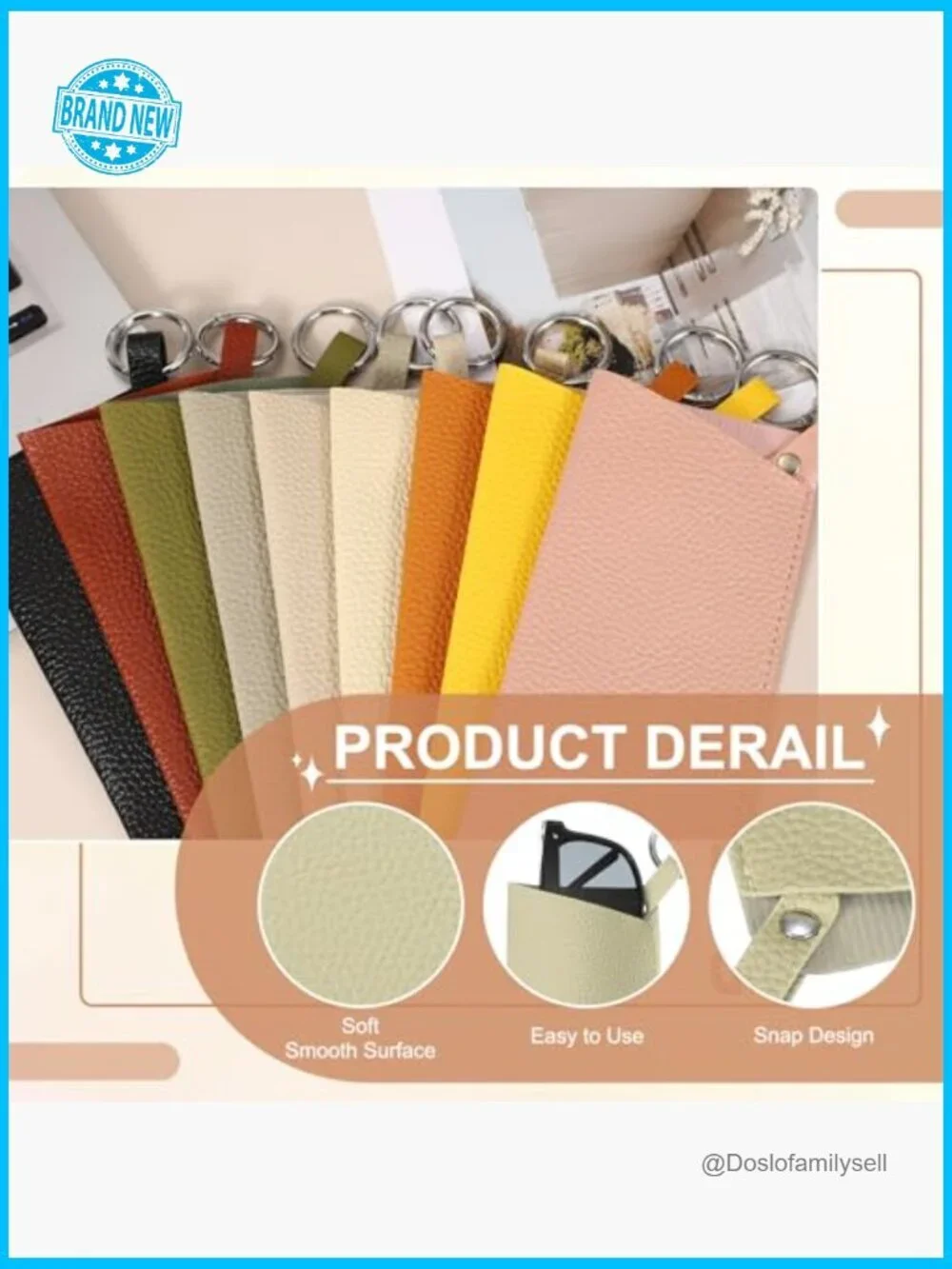 Leather Glasses Case Soft Slip-in Pouch Elegant Minimal Chic Portable Storage